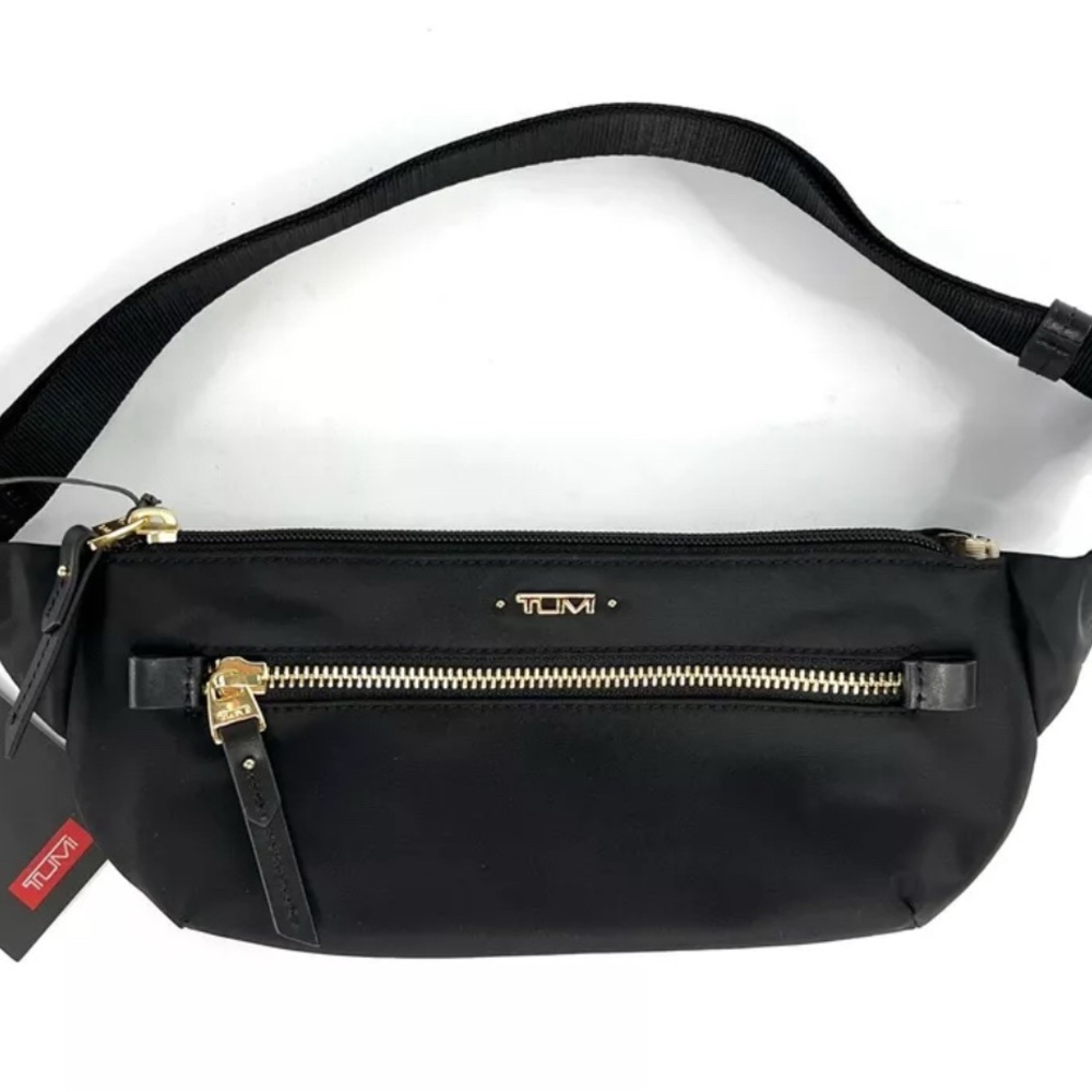 Tumi Black Leather Meera slim waist pack